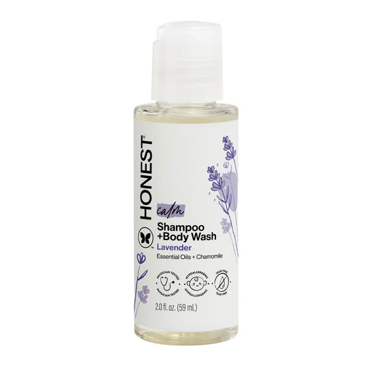 The Honest Company Calm Shampoo + Body Wash - Travel Size - Lavender- 2 fl oz: Dye-Free, Paraben-Free, Phthalate-Free, Artificial Fragrance-Free
