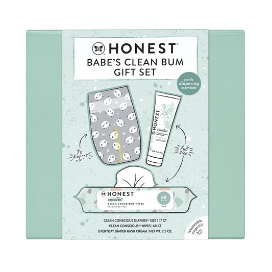 The Honest Company Babe's Clean Bum Gift Set: Basic Cleansing, Diaper Rash Cream, Unscented, 9 Pieces