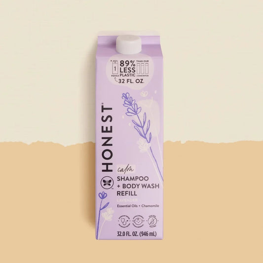 The Honest Company Calm Shampoo + Body Wash Refill, Lavender - 32 fl oz: Suitable for All Hair Types, Daily Use, Baby 2-In-1 Formula, Free from Dyes