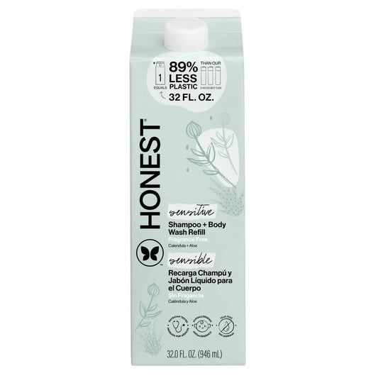 The Honest Company Sensitive Shampoo + Body Wash 18 fl oz + Shampoo + Body Wash Refill 32 fl oz